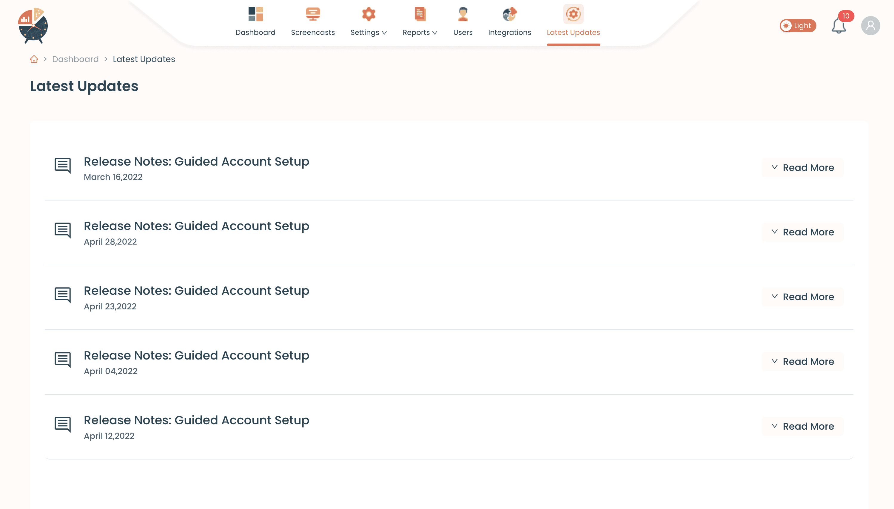 Clocklog latest updates screen