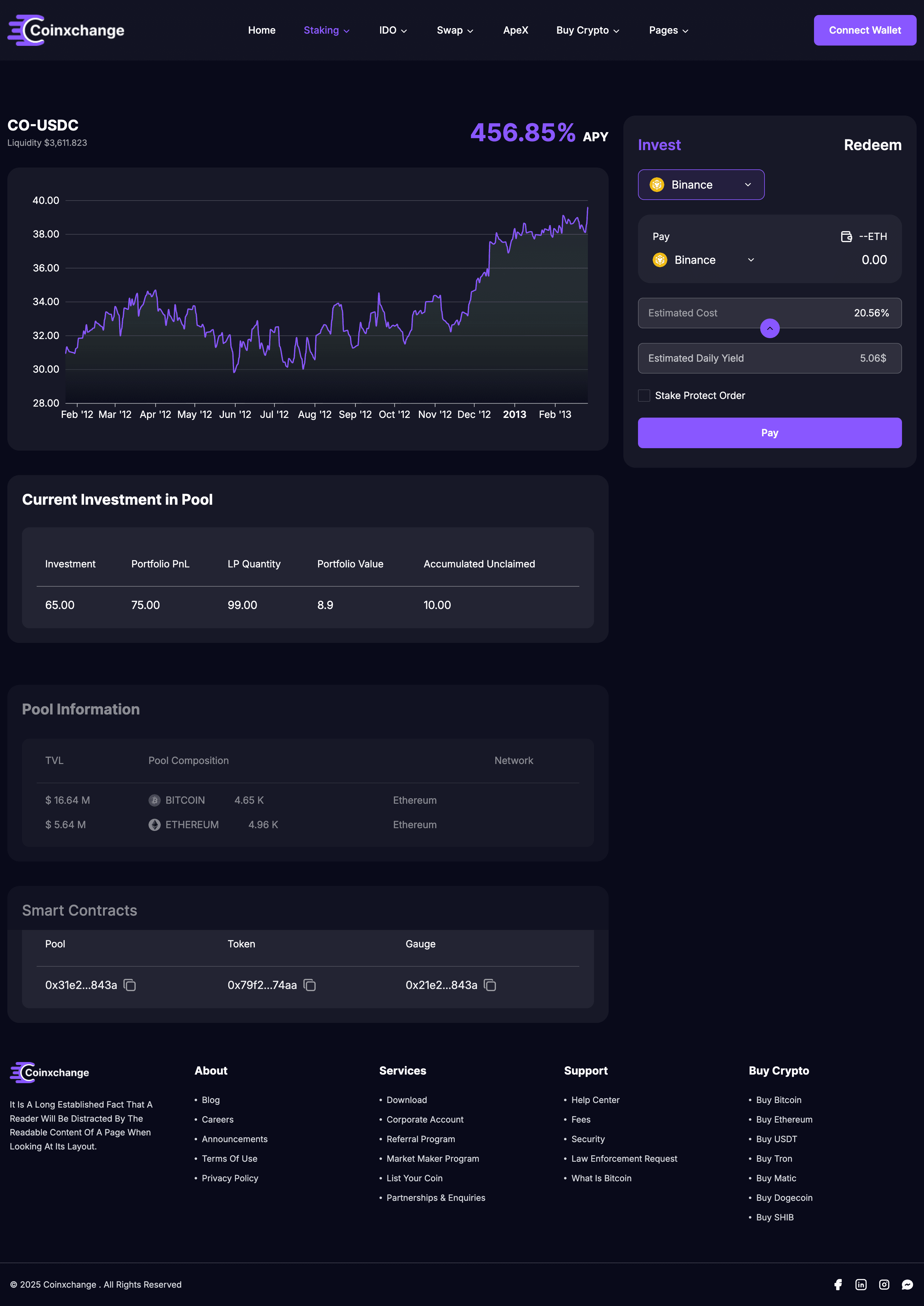 CoinXchange staking pool detail screen