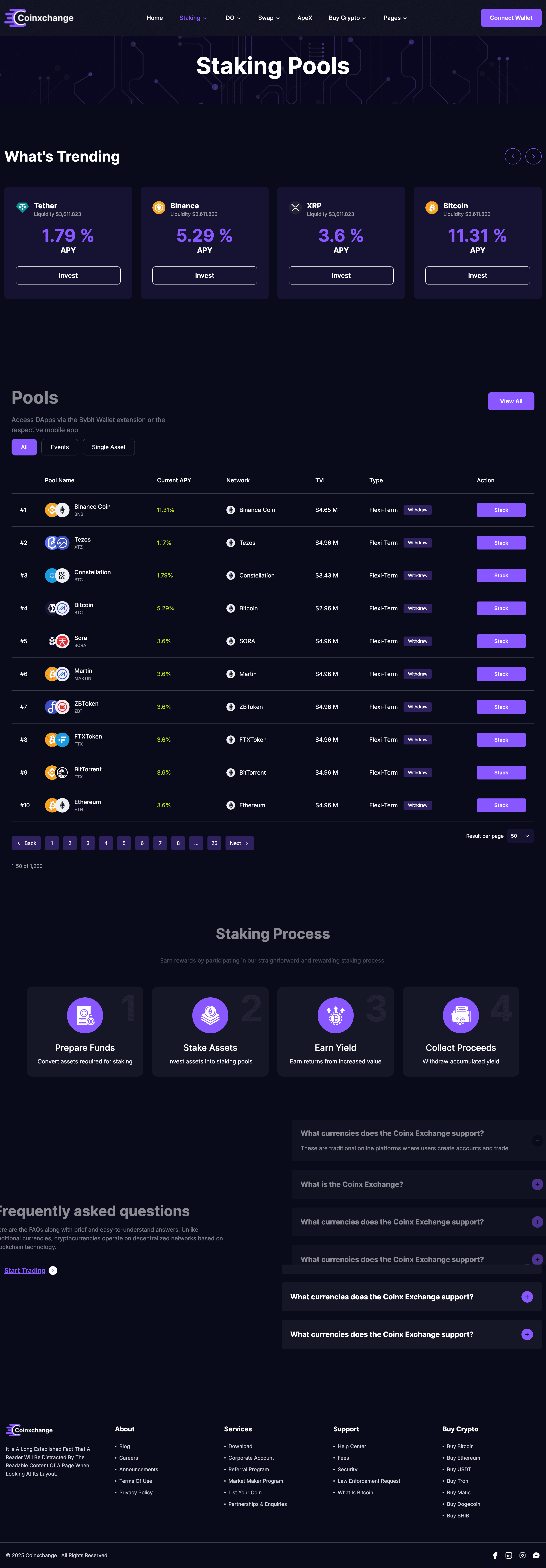 CoinXchange staking pools page